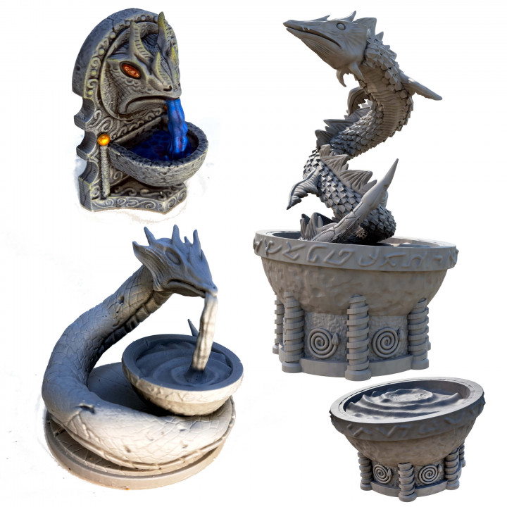 $3.25Sea Serpent Water Fountains and Statues Fantasy Tabletop Miniatures