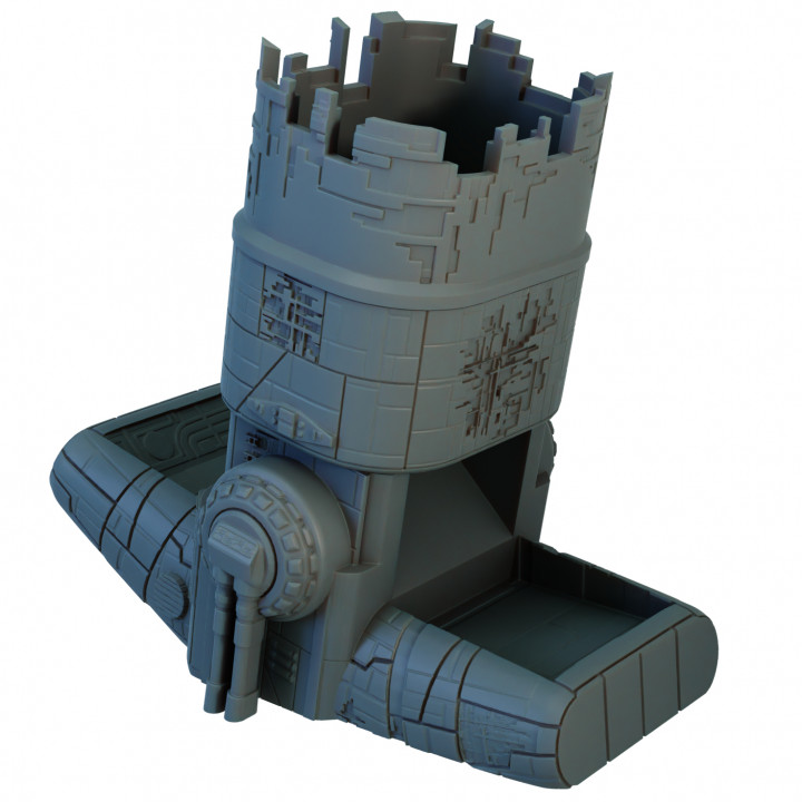 Crashed Spaceship Dice Tower's Cover