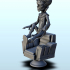 Alien scientist with cranial antennas and high-tech chair (2) (+ pre-supported version & rounded base) - SF Warhordes ET extraterrest Confrontation image