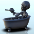 Armed alien in his bathtub with floating duck (5) (+ pre-supported version & rounded base) - SF Warhordes ET extraterrest Confrontation image