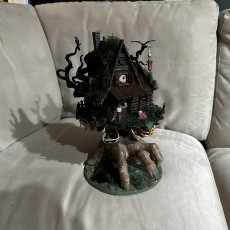 Picture of print of Spooky Lodge | PRESUPPORTED | Halloween Weird World | Witch's Cabin Baba Yaga
