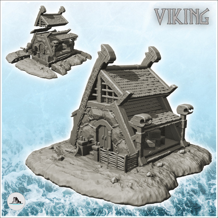 3D Printable Viking mansion with fence and storage shed (9) - Alkemy ...