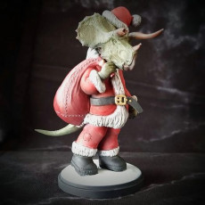 Picture of print of Triceratops Santa Claus - pre supported dinosaur humanoid