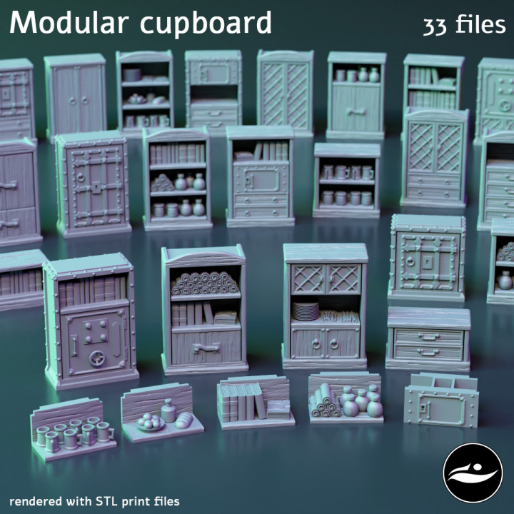 Modular cupboard and storage box - 33 parts (design, front and shelves)'s Cover