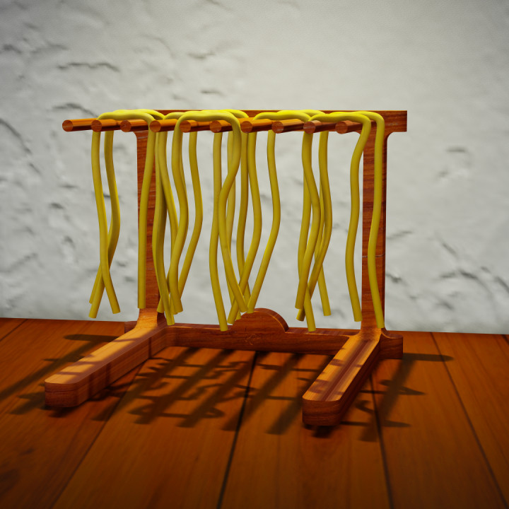 3D Printable WOODEN COLLAPSIBLE PASTA & SPAGHETTI DRYING RACK by