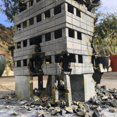 Picture of print of Destroyed modern appartment block 2 - WW3 Cold War miniatures Scenery 28mm 15mm 20mm