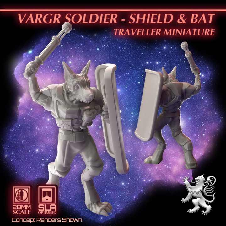 Vargr Soldier - Shield & Bat Traveller Miniature's Cover