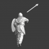 Medieval soldier throwing spear image