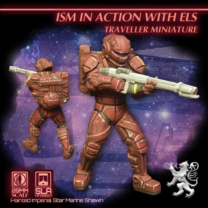 Imperial Star Marine in Action with ELS Traveller Miniature's Cover