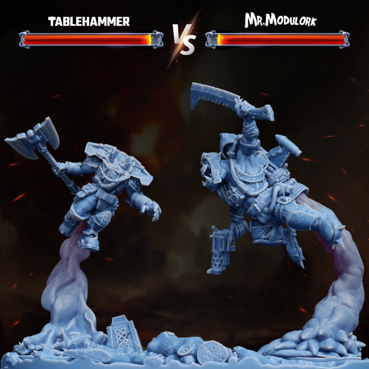 Duel in the stratosphere - Dwarf vs Orc - Tablehammer x MrModulork collab piece's Cover