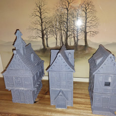 Picture of print of Three different medieval houses