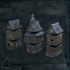 Three different medieval houses image