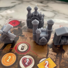 Picture of print of Scythe Upgrade buildings for All 9 factions - including Invaders from Afar and Rise of Fenris Expansions