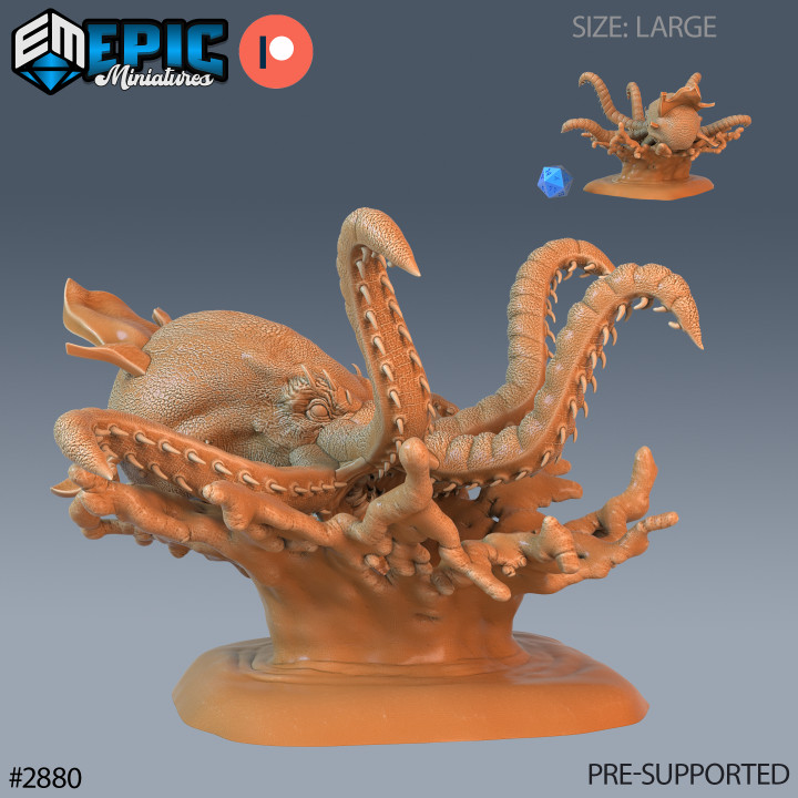 3D Printable Killer Octopus Raged / Tentacle Beast / Underwater Animal / Water  Monster / Sea Creature / Ocean Encounter by Epic-Miniatures