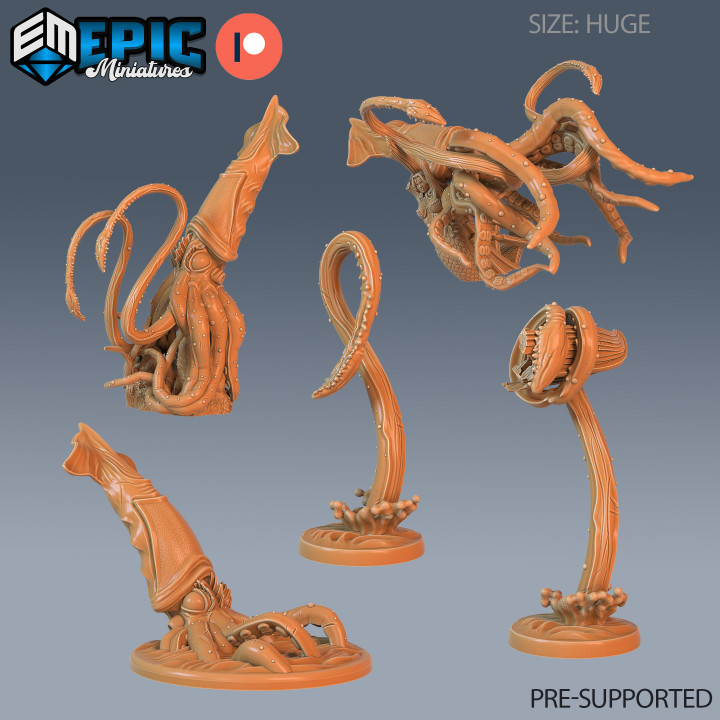 3D Printable Giant Squid Set / Evil Octopus / Tentacle Beast / Underwater  Animal / Water Monster / Sea Creature / Ocean Encounter by Epic-Miniatures