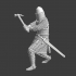 Medieval knight swinging warhammer image