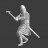Medieval knight swinging warhammer image