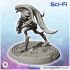 Alien warrior with long tails and assault rifle (9) - SF SciFi wars future apocalypse post-apo wargaming wargame image
