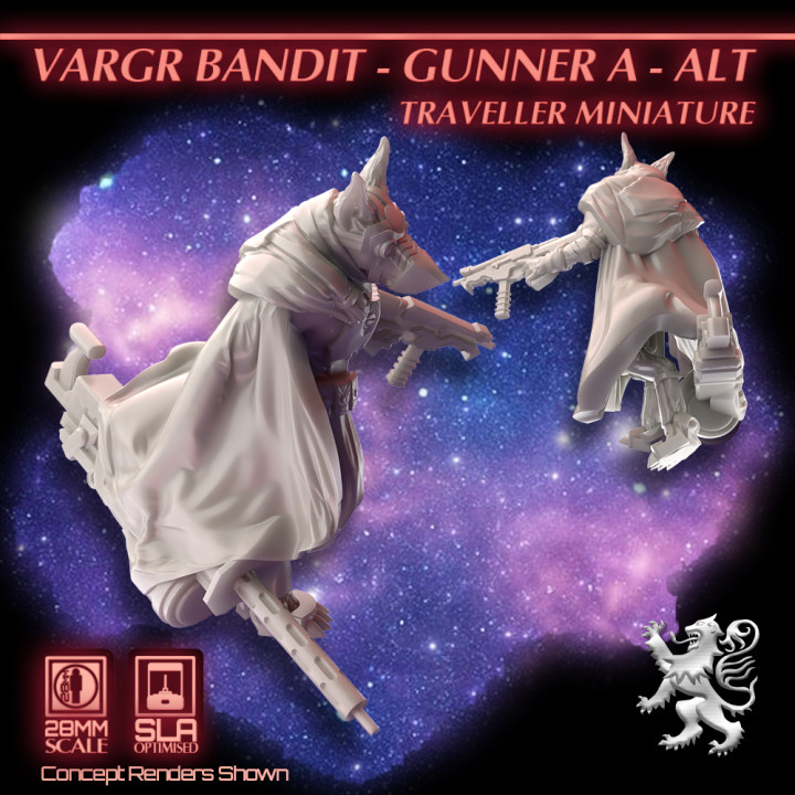 Vargr Bandit - Gunner A - Alt - Traveller Miniature's Cover