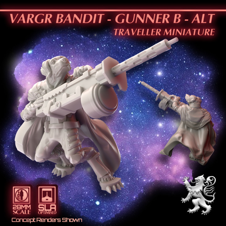 Vargr Bandit - Gunner B - Alt - Traveller Miniature's Cover