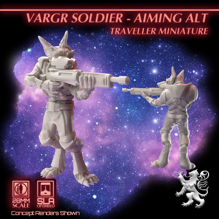 Vargr Soldier - Aiming Alt - Traveller Miniature's Cover