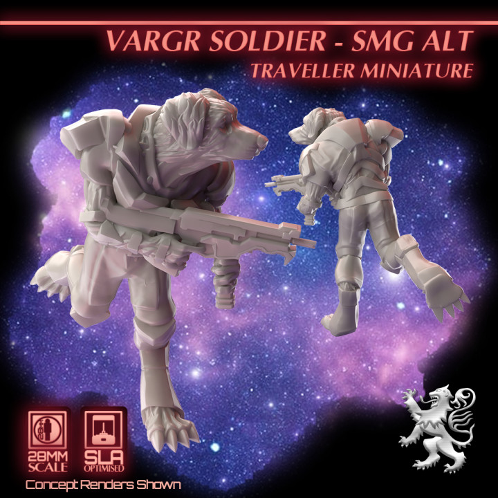 Vargr Soldier - SMG Alt - Traveller Miniature's Cover