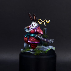 Picture of print of Rabbitfolk Warrior - Indigo Jade, Guanghan Swordswoman (Pre-Supported)