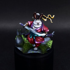 Picture of print of Rabbitfolk Warrior - Indigo Jade, Guanghan Swordswoman (Pre-Supported)