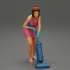 housewife makes home cleaning with a vacuum cleaner image