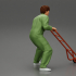 mechanical worker pushing a hand track trolley jack image
