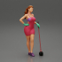 Tired Housewife Holding Mop While Standing image