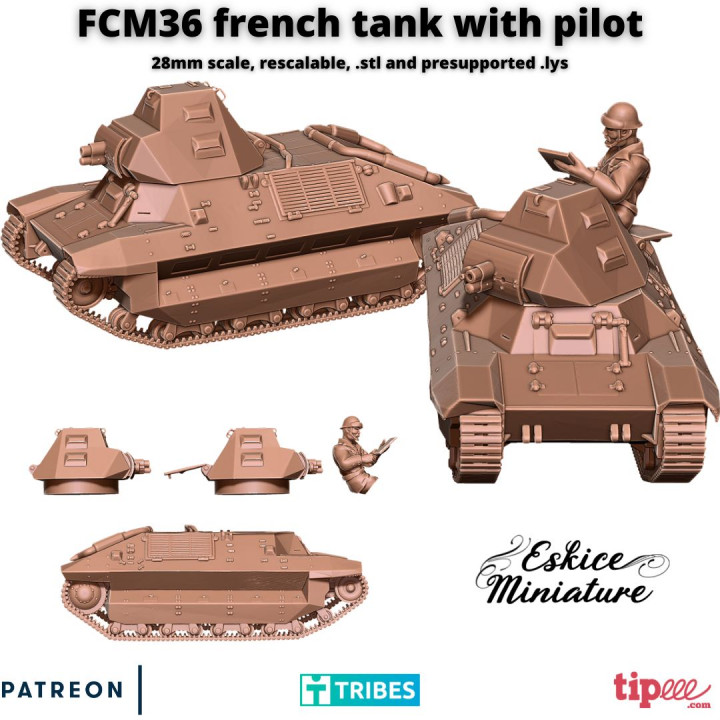 FCM36 tank with pilot - 28mm's Cover
