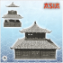Asian building with double roofs and monumental wooden door (24) - Medieval Asia Feudal Asian Traditionnal Ninja Oriental image