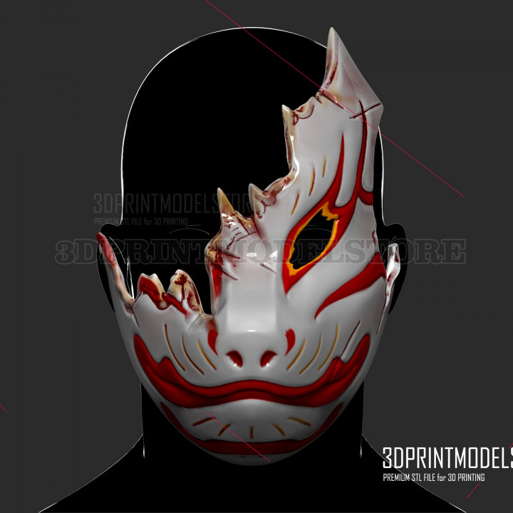 3D Printable Japan Oni Samurai Fox Mask - Ghost Mask Cosplay 3D Print Model  STL File by 3dprintmodel