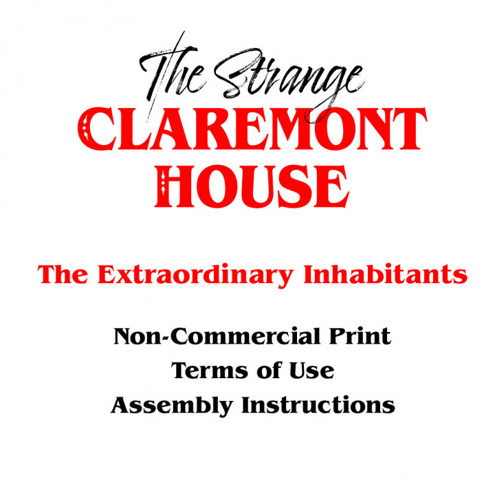 01-Characters-The Strange CLAREMONT HOUSE • Non-Commercial Print • Terms of Use • Assembly instructions's Cover