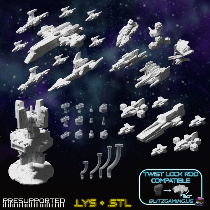 9 Starships & Terrain Bundle - Brave Sun Starship Miniatures Game's Cover