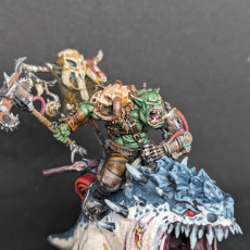 Picture of print of Ork Beast Hunter Warboss on colossal Mount