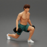 Muscular man working out in gym doing exercises with dumbbell for legs image