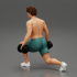 Muscular man working out in gym doing exercises with dumbbell for legs image