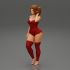 Beautiful Young Woman In red One Piece Lingerie image