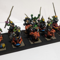 Picture of print of Swamp Goblins Frog Riders and Frog Riders with sticks - Highlands Miniatures