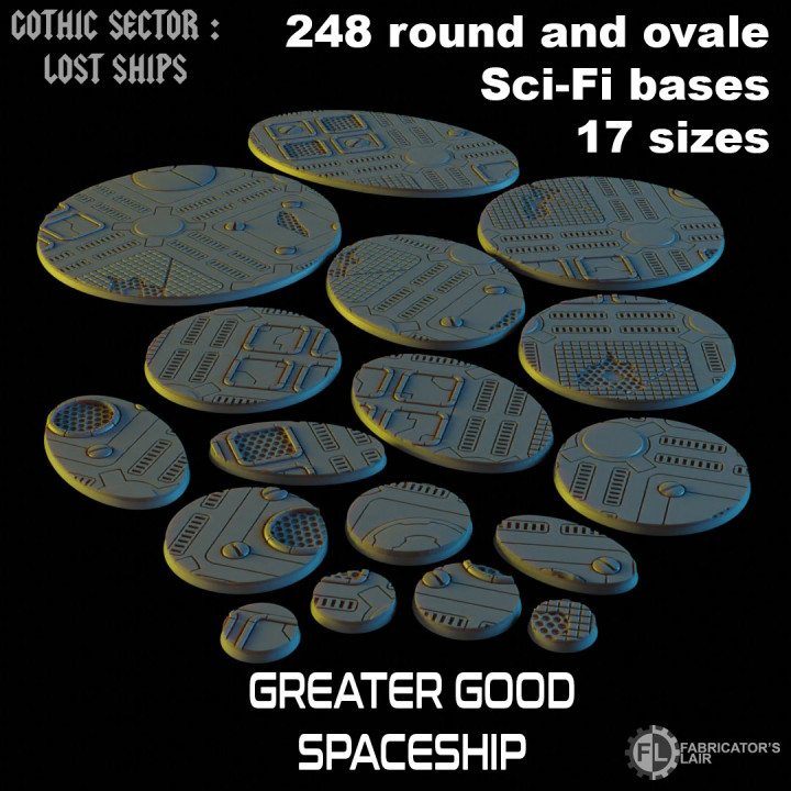 Greater Good Spaceship - 248 ROUND AND OVALE SCI-FI BASES 17 SIZES's Cover