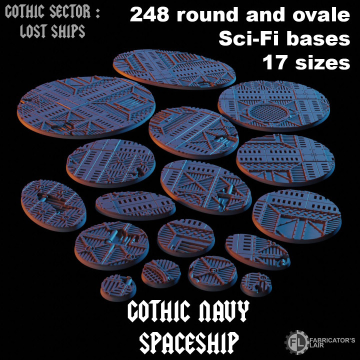 Gothic Navy Spaceship - 248 ROUND AND OVALE SCI-FI BASES 17 SIZES's Cover