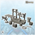 Fish shop accessory set with boat and exterior lights (3) - Medieval Gothic Feudal Old Archaic Saga 28mm 15mm image