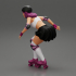 roller derby girl rolling fast with helmet image