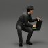 2 Models - businessman in hat sitting and holding briefcase of money image