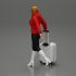 2 Fashion woman in jacket and boots dragging suitcase  walking in airport terminal image
