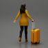 Business woman in manteau dragging suitcase  walking in airport terminal image