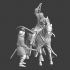 Mounted crusader fighting Byzantine infantryman image