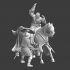 Mounted crusader fighting Byzantine infantryman image